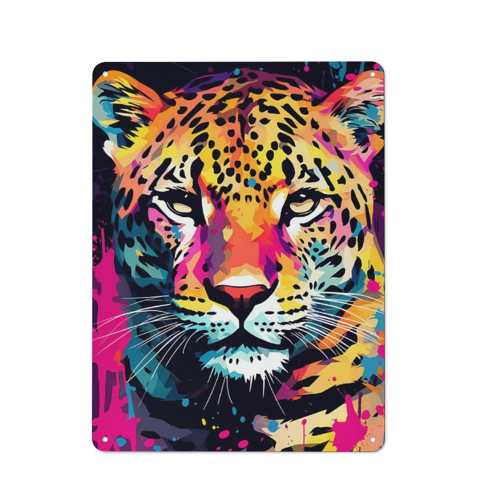 Junmoney Beautiful Jaguar Pop Art Rustic Metal Plaque 40X30cm For Hobby Room Or Studio, For Creative Interior Collectors