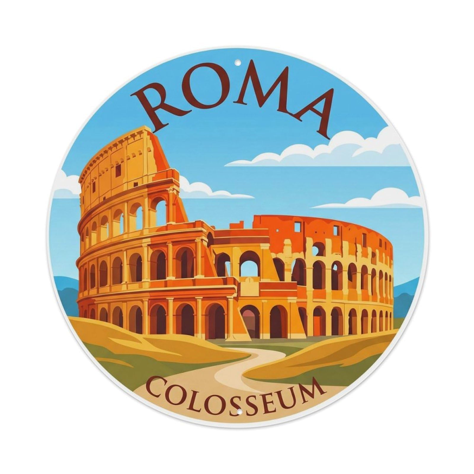 Fqnyr Style Vintage Travel Colosseum Italy Landmark Metal Tin Sign