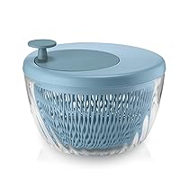 Guzzini – Kitchen Active Design, SPIN&STORE, Centrifuga Insalata con Coperchio – Celeste Mat, Ø 26 x h19 cm – 170900134