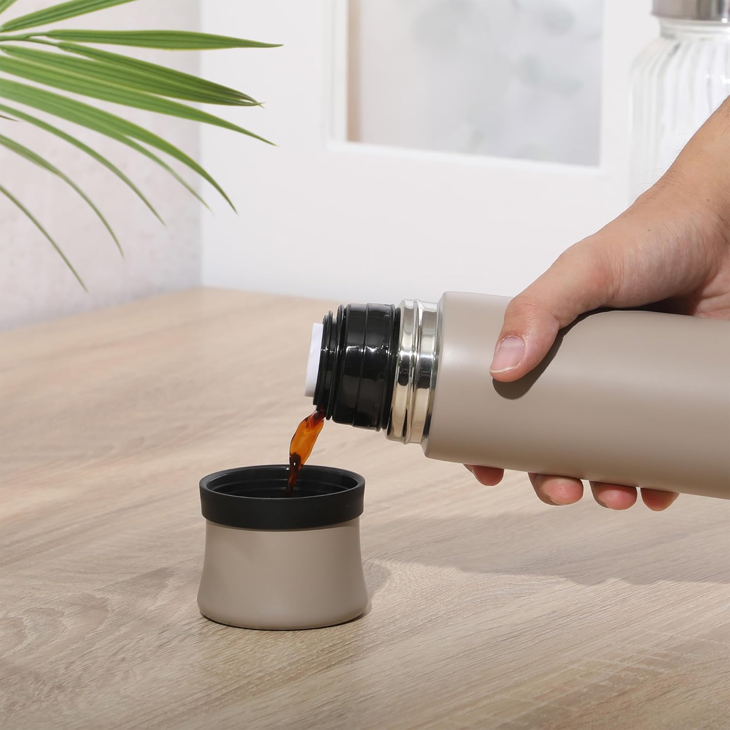 Mr. Coffee Silverleaf 23 oz Stainless Steel Thermal Bottle – Double Wall Vacuum Insulated Travel Mug with Leak-Proof Lid, Taupe – Hot & Cold Beverage Flask for Work, Commute, or Camping - Image 5