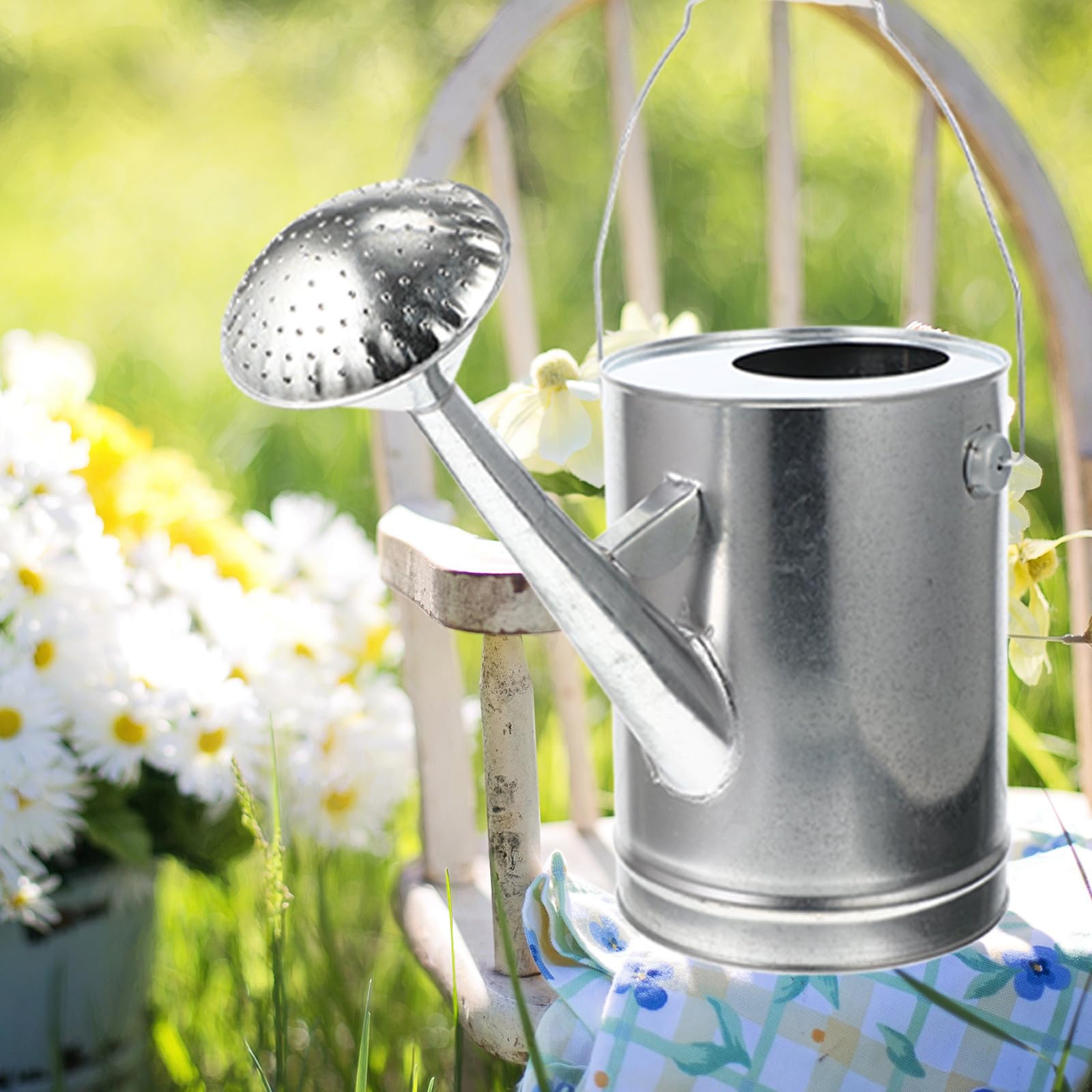 Artibetter Arrosoir en Fer Galvanisé 5l, Grand Modèle Rétro Épais, Arrosoir D’intérieur et Extérieur Long Bec Verseur pour Arrosage Fleurs et Jardin, Fourniture D’arrosage Pratique et Solide