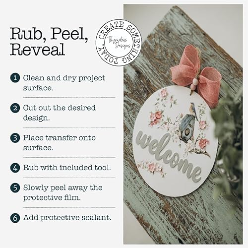 Miniatura 8 de Transferencias para frotar para manualidades y muebles  3 hojas de diseño 15 cm x 30 cm  Transferencias para decoración del hogar  Decalcomanías