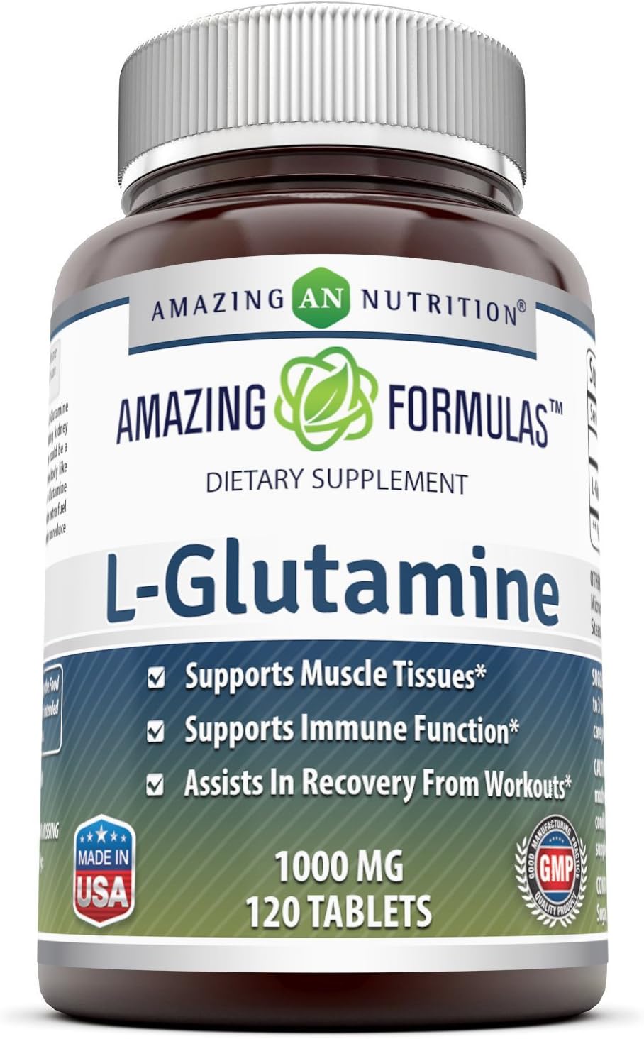 Amazing Formulas L Glutamine 1000mg Tablets (Non-GMO,Gluten Free) - Promotes Workout Recovery, Supports The Immune System & Muscle Maintenance (120 Count) : Health & Household
