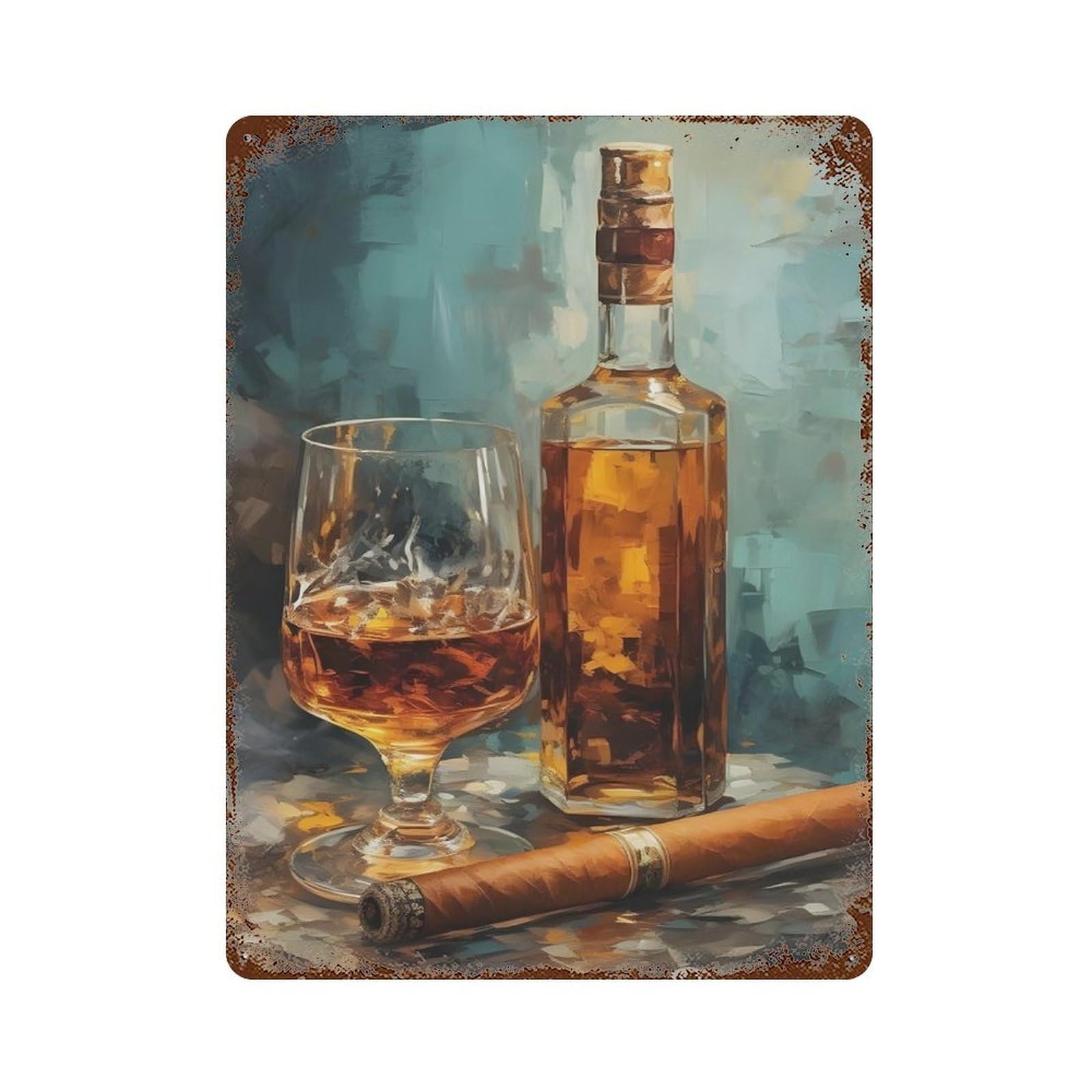 xiaoxiaoshen Whiskey And Cigar Dark Moody Wall Decor Art Metal Tin Poster Modern Home Decor Art Home Bar Shop Decorations Vintage Sign 40x30cm