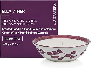 Ella Candle Honey Rose - Premium Fragrance with Rose and Peach Scents & Spicy Notes - Scented Candle with 4 Cotton Wicks for Soothing Atmosphere & Ultimate Gift for Her