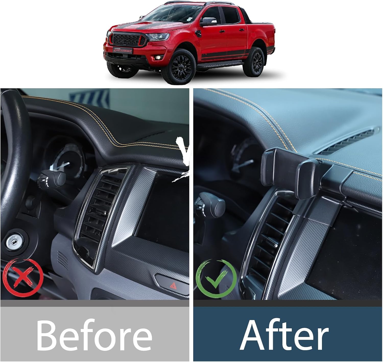 Lcojicep Mobile Phone Holder the Navigation screenCompatible with Ford Ranger 2015-2021 Car Phone Mount Accessories, Central Control Vent Mobile Phone Holder (Left Style A) image 2