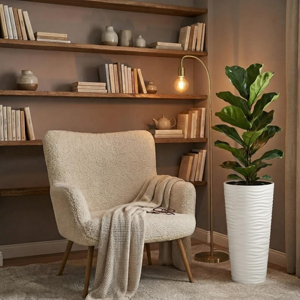 Langer Blumentopf L Vase weiß 80 cm Pflanzgefäß für drinnen und draußen