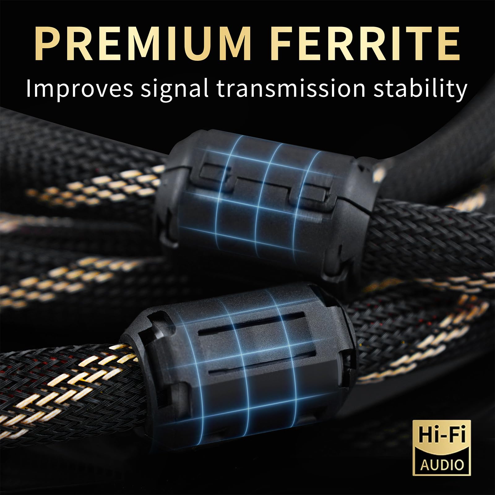 Cavo audio per altoparlanti HiFi audiophile 12AWG, nucleo OFC 4N, connettori a banana placcati oro 24 K con treccia di nylon; compatibile con amplificatori, altoparlanti, home theater e
