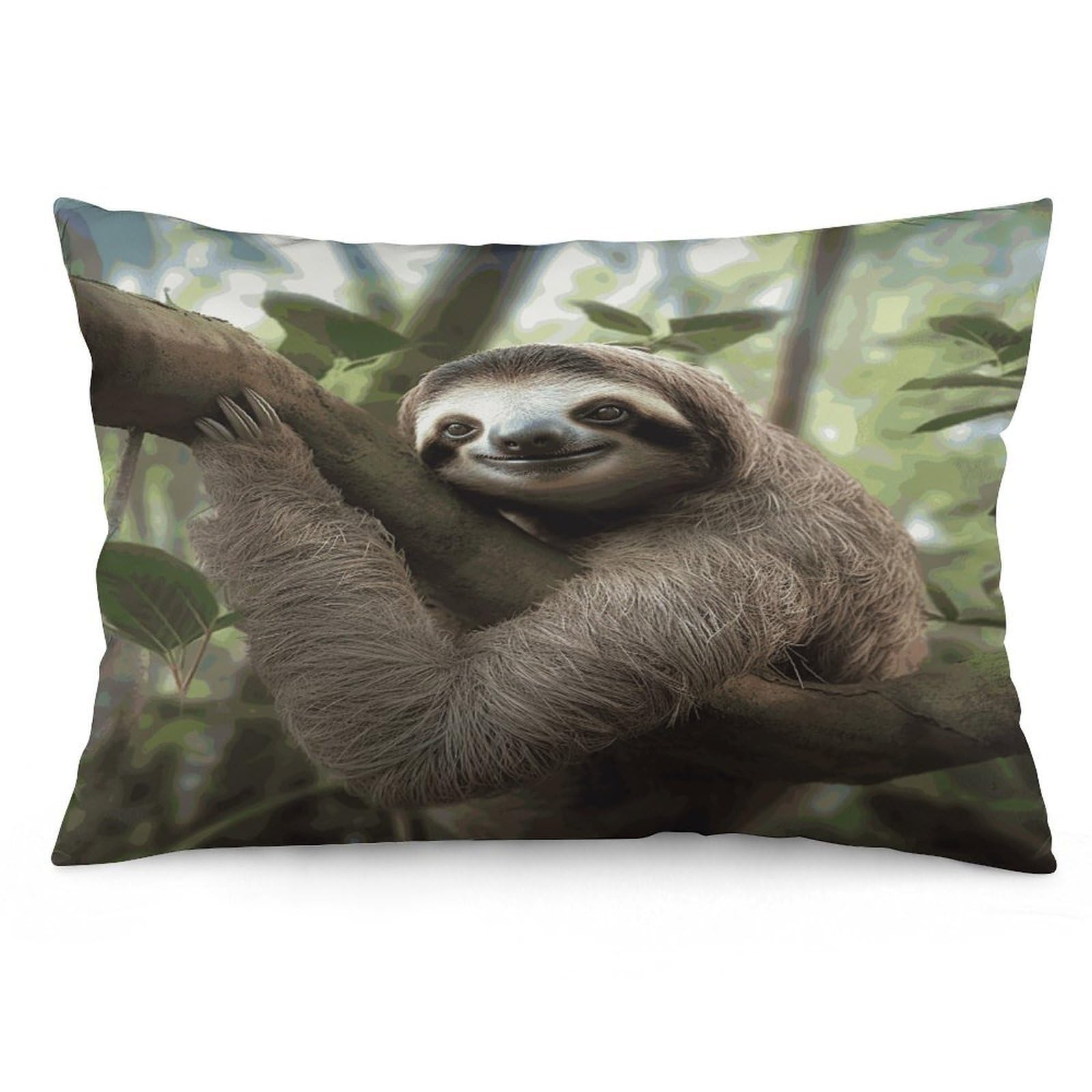 Sloth Animal Throw Pillow Covers with Silent Zipper Polyester Pillow Protectors Removable Pillow Cases Soft Pillowcase Cozy Pillow Sham Cushion Cover for Sofa Car Bed 20"x30"