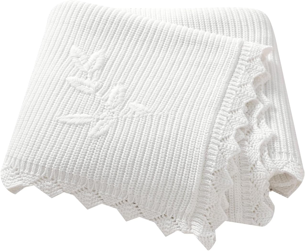 Knitted Baby Blanket Cotton Newborn Baby Boys Girls Receiving Crib Soft Infant Crochet Swaddle Nursery Blankets 40"x30"