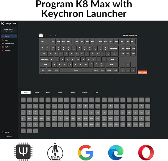 Keychron K8 Max TKL Mechanical Keyboard Wireless, 87 Keys QMK 2.4 GHz/Bluetooth 5.1/Wired Connection, White Backlit with Programmable Keychron Super Brown Switch for macOS Windows Linux