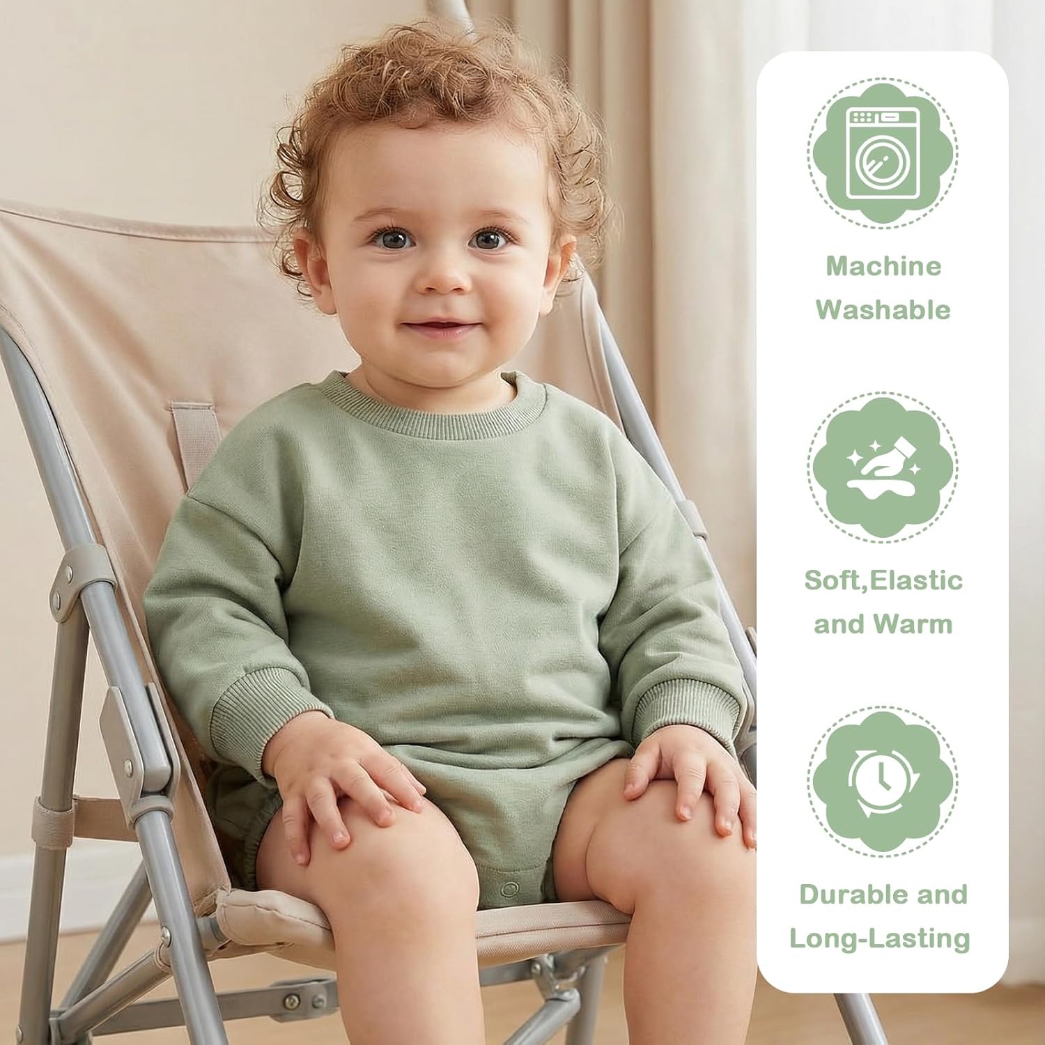 Bafeicao Baby Boy Girl Sweatshirt Romper Organic Cotton Solid Color Long Sleeve Bubble Romper Oversized Warm Fall Winter - Image 5