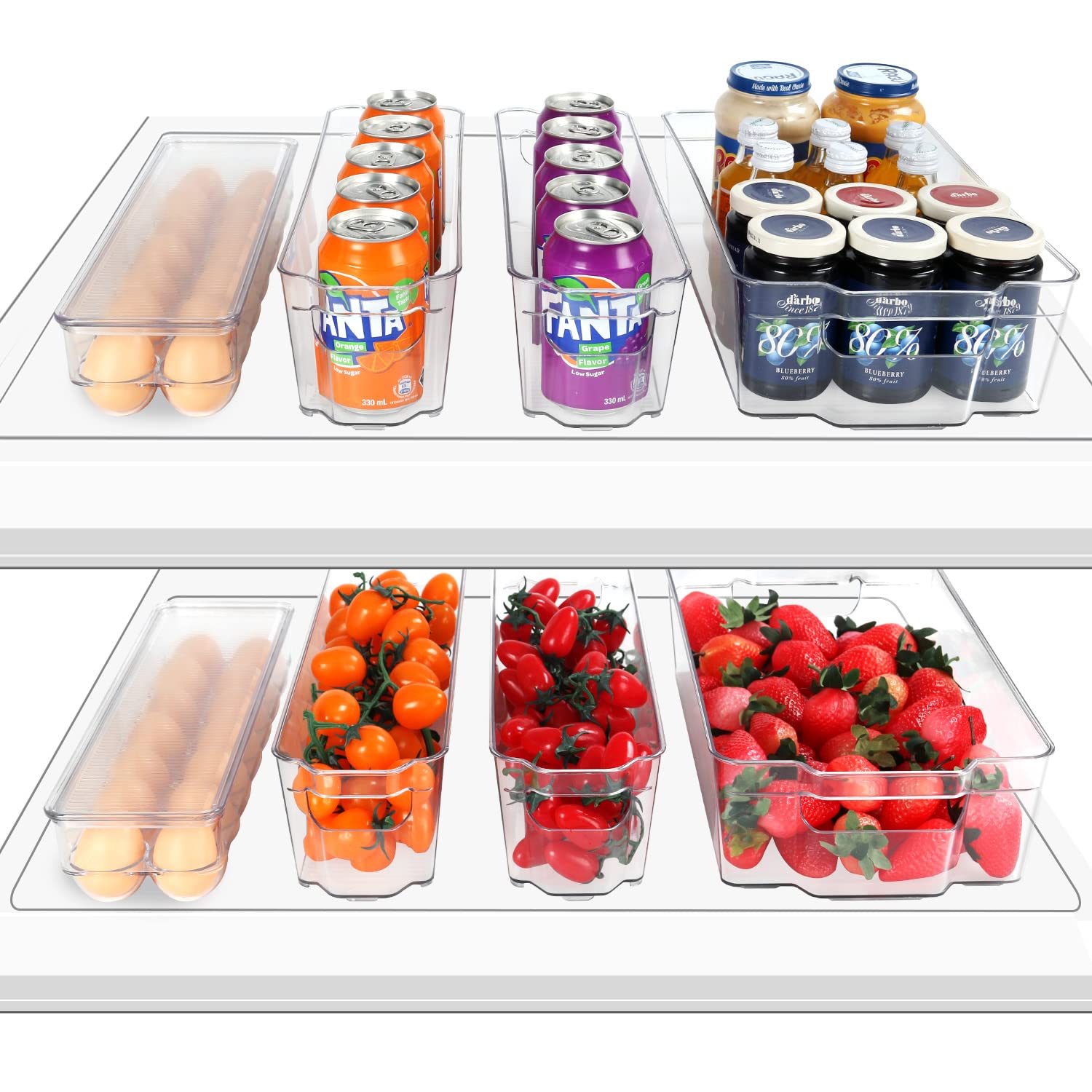 Buy Refrigerator Organizer Bins, ESARORA 8 PACK Plastic Clear Fridge Bins For Fridge, Freezer