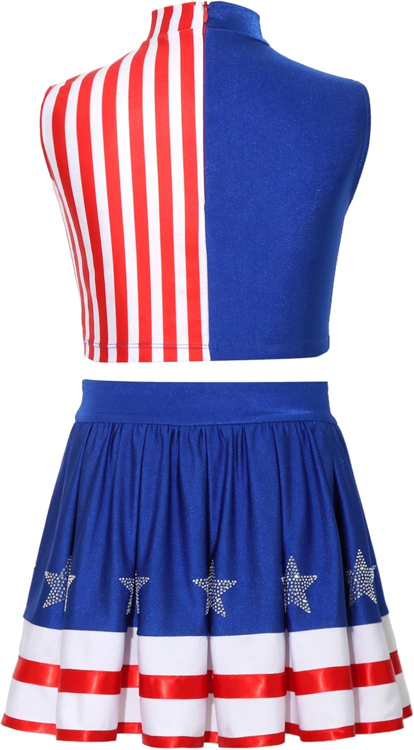 Choomomo Girls Shiny Star Cheer Leader Outfit Independence Day