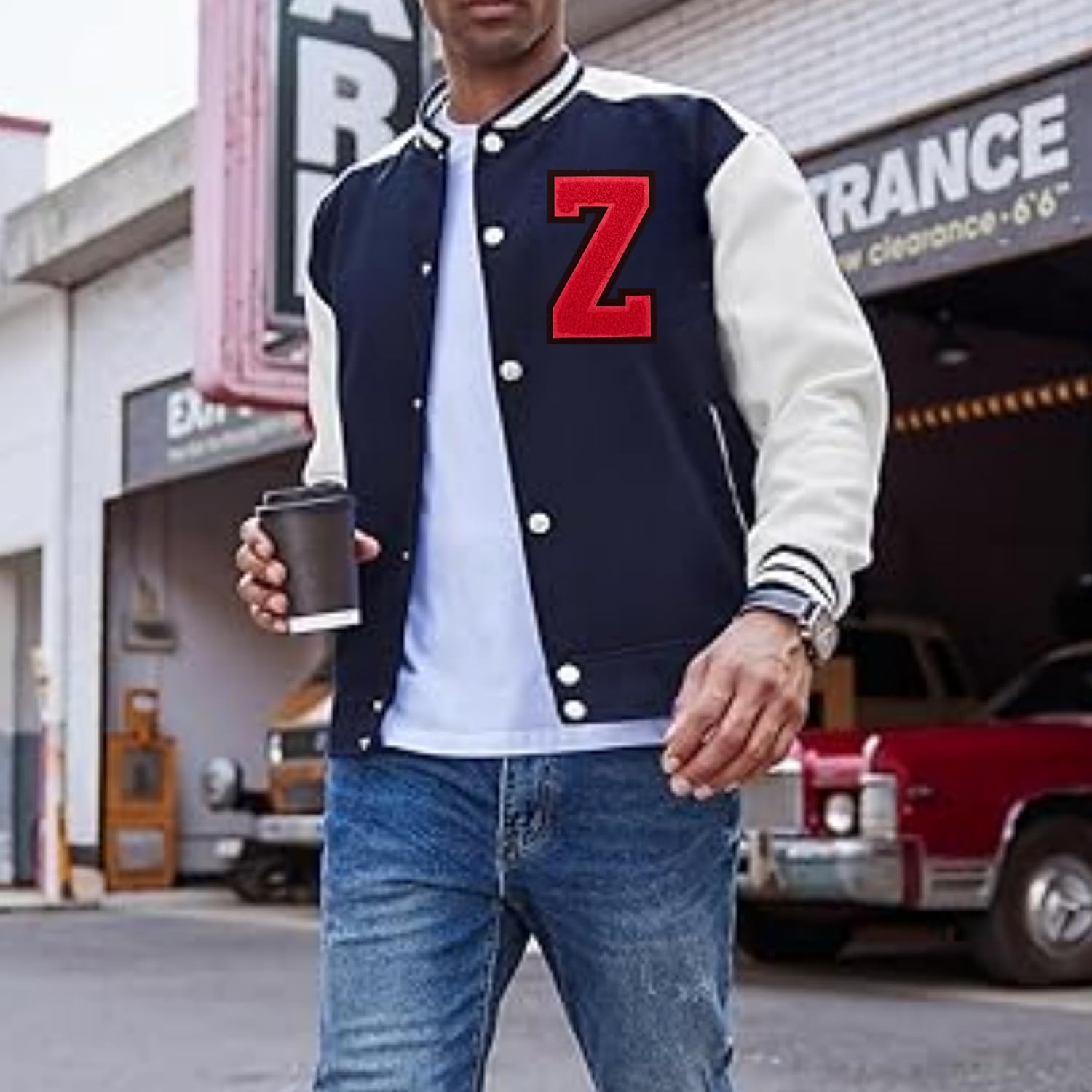 2Pcs 5.0" Red Chenille Letter Patches, Iron On Embroidered Alphabet Patches for Clothing, Jeans, Jackets, Backpacks, Hats- Varsity Letters with Black Border (Letter Z) image 5
