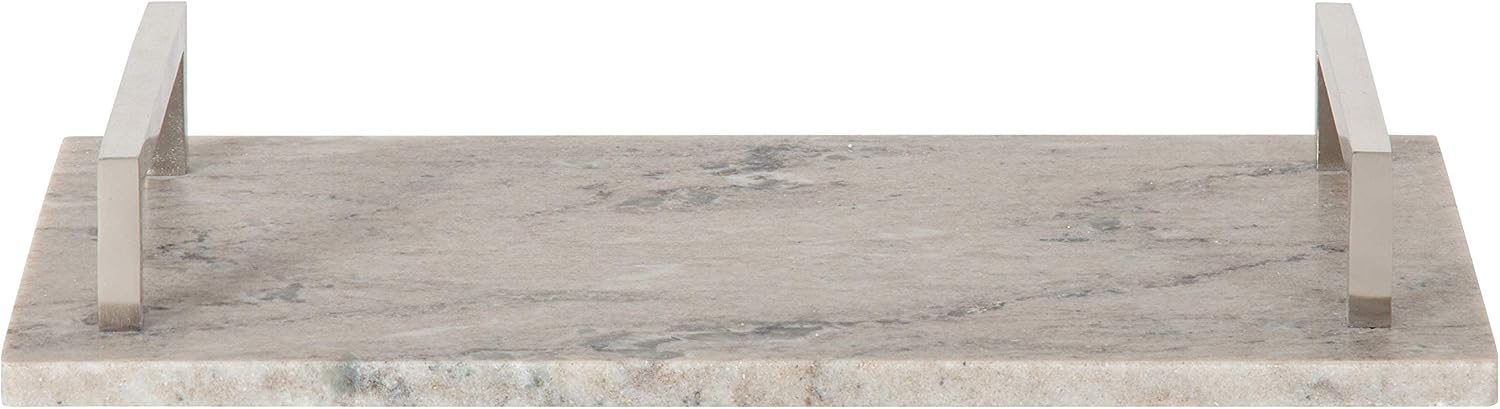Kate and Laurel Graycott Modern Marble Tray, 8 x 16, Biege, Decorative Authentic Tray for Vanity or Ottoman