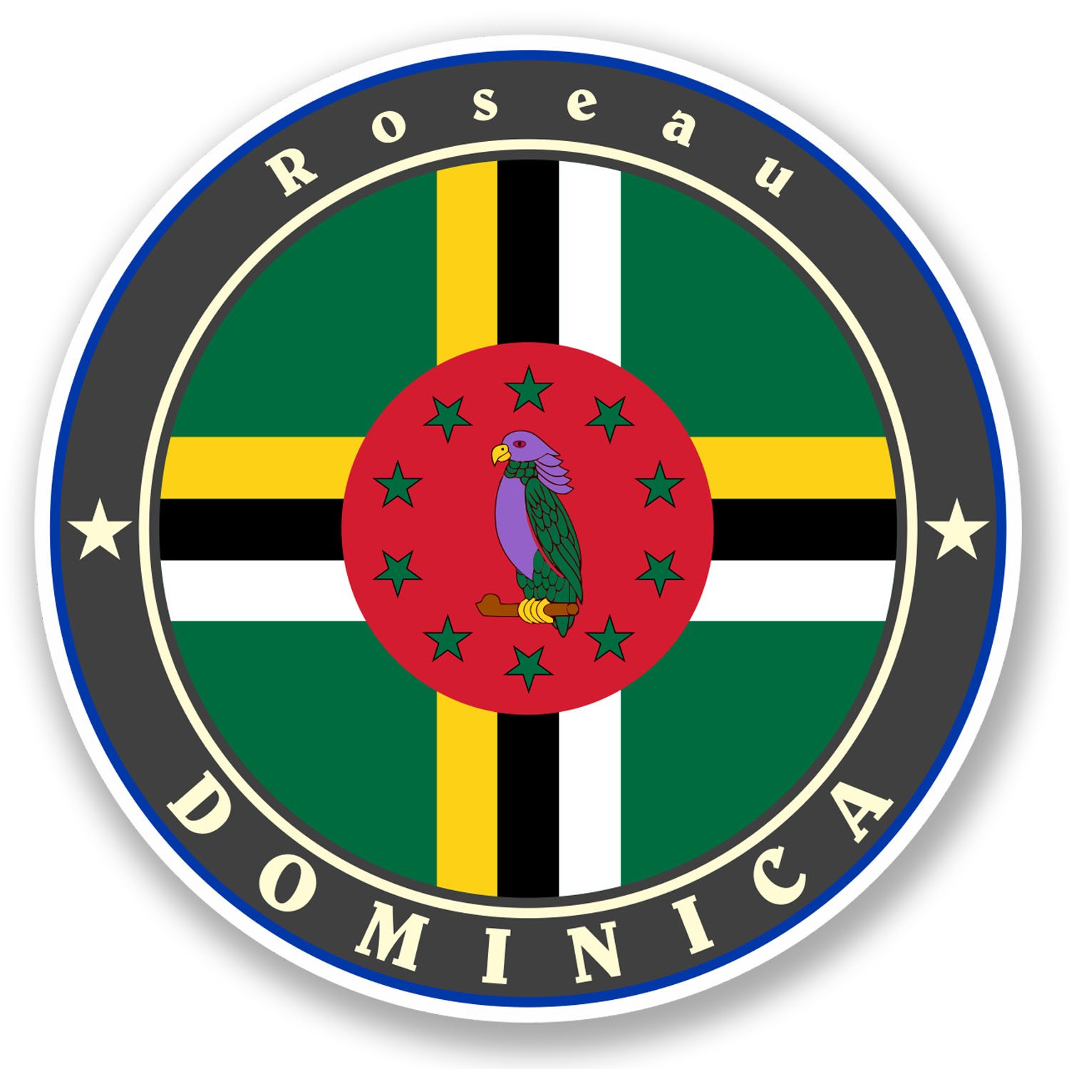 Destinationvinyl Multi 2 X 10Cm Roseau Dominica Vinyl Sticker Bike Laptop Car Flag Luggage Tag #5043 (10Cm X 10Cm)