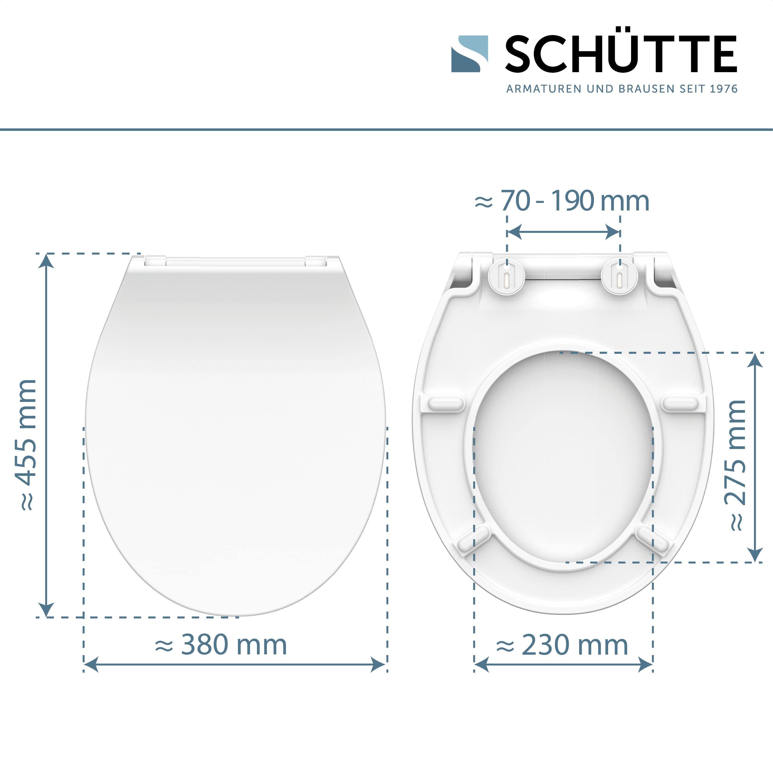 SCHÜTTE 82700 deska sedesowa Duroplast SLIM WHITE, deska sedesowa wolnoopadająca i szybkim zapięciem do łatwego czyszczenia, wyjątkowo płaski kształt, maksymalne obciążenie 150 kg, biała