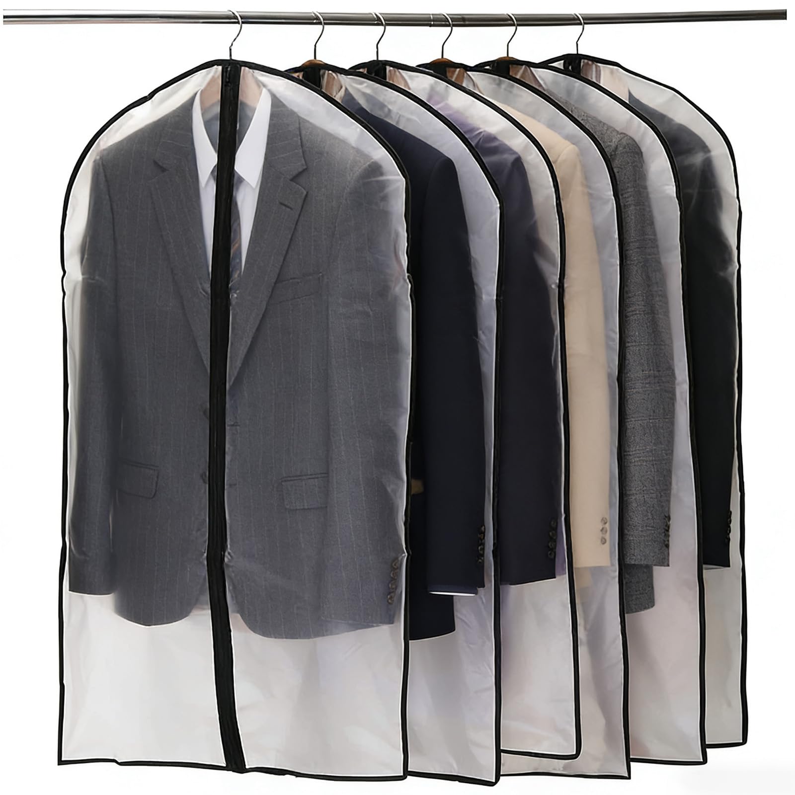 GESDYO 6PCS Dustproof Garment Covers PEVA Translucent Clothes Covers Garment Bags 60 * 100cm Covers Covers Moth Proof Coat Bag for Men's and women's suits, formal dresses, jackets Clothes Storage