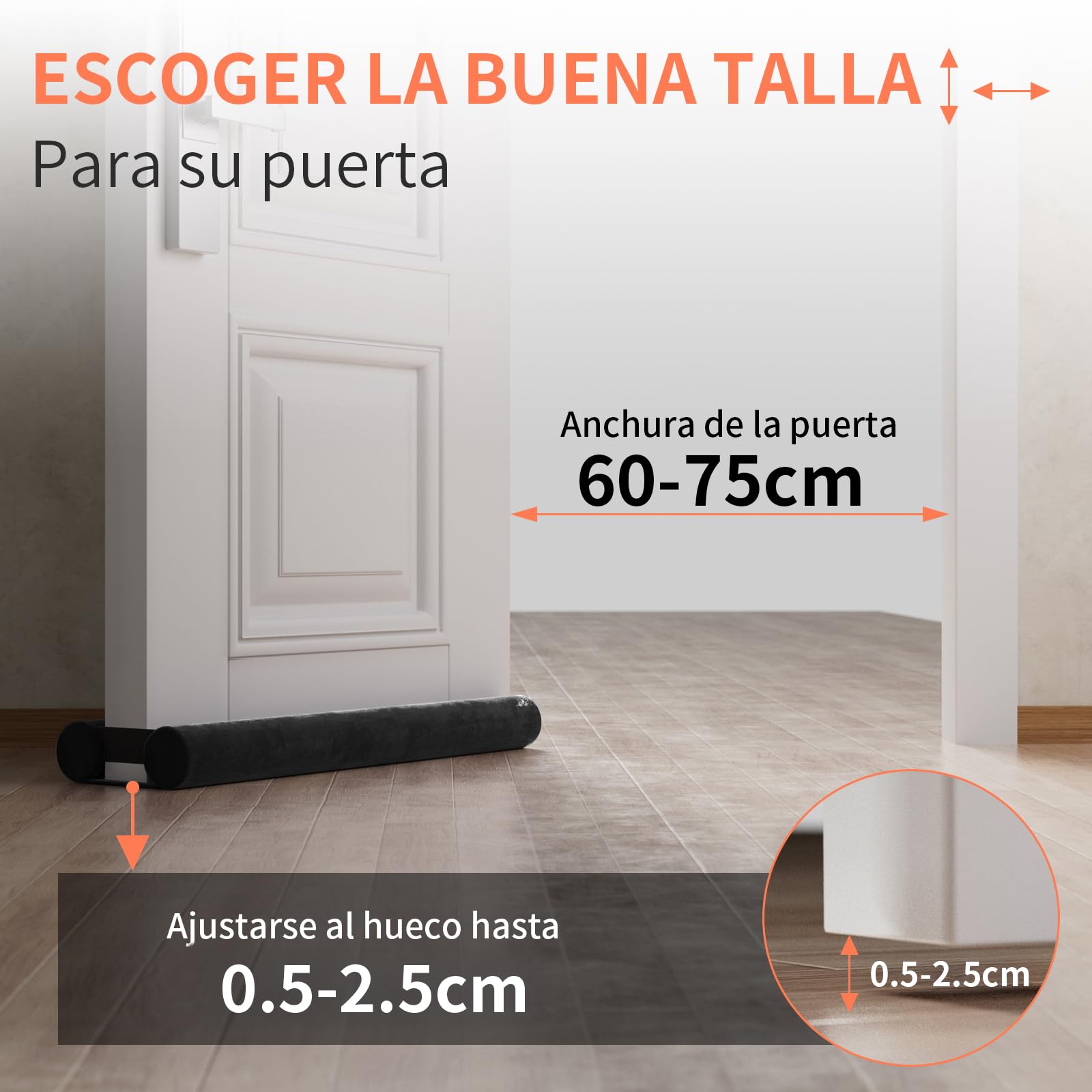 BKSAI Burlete para Puerta sin Adhesivo, 60-75 cm para Puerta de casa, Ducha, baño, balcón, Cortavientos
