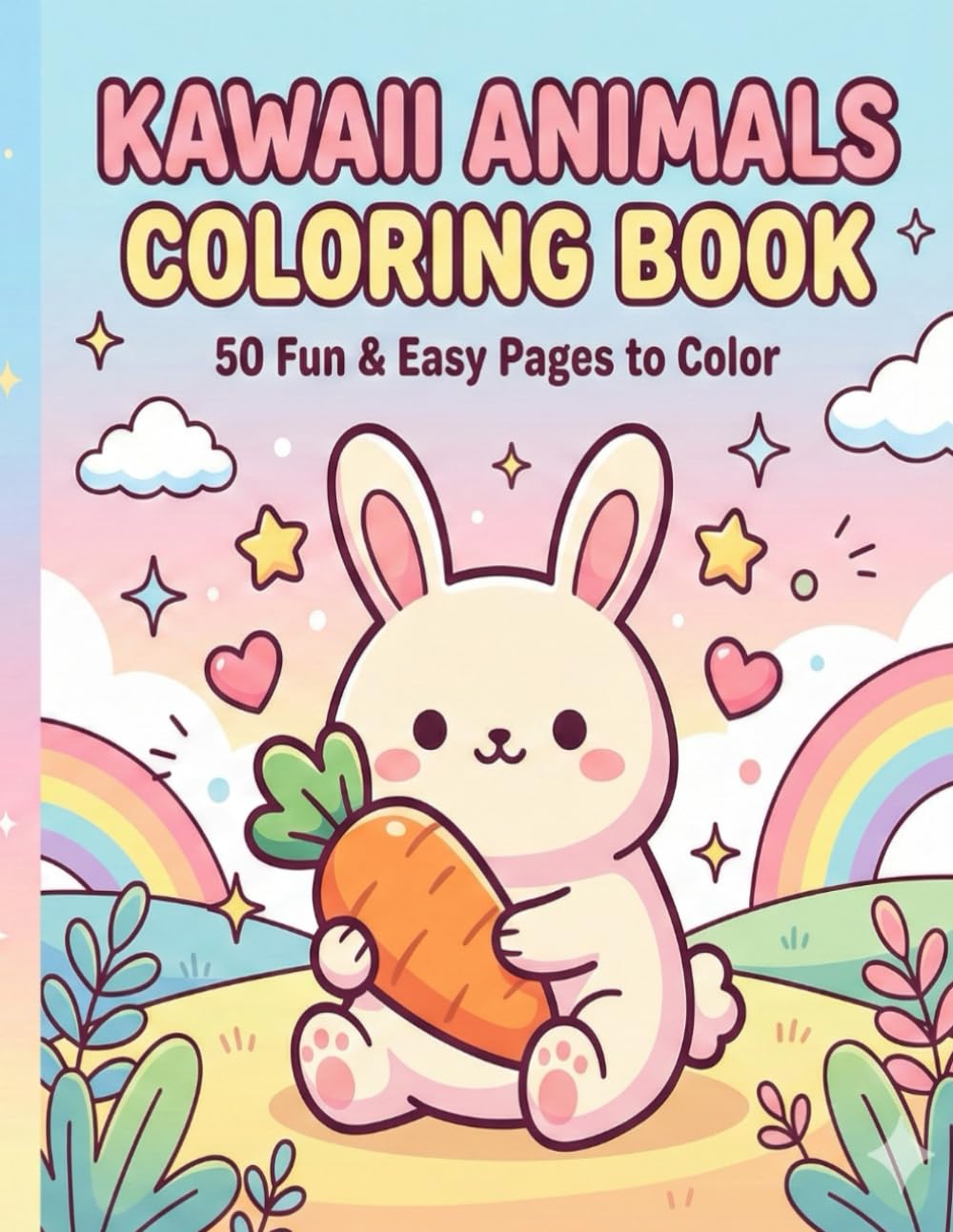 Kawaii Animals Coloring Book: 50 Fun & Easy Pages to Color