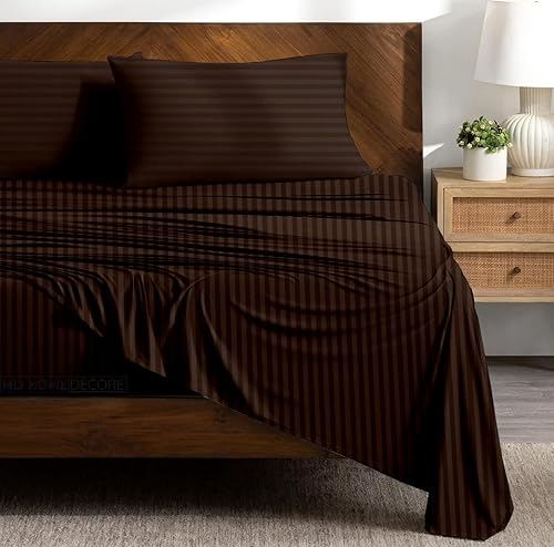 Miniatura 16 de Juego de sábanas de bolsillo extra profundas (4 piezas) 100% algodón egipcio de 400 hilos, bolsillo profundo de 22 pulgadas, sábana bajera ajustable