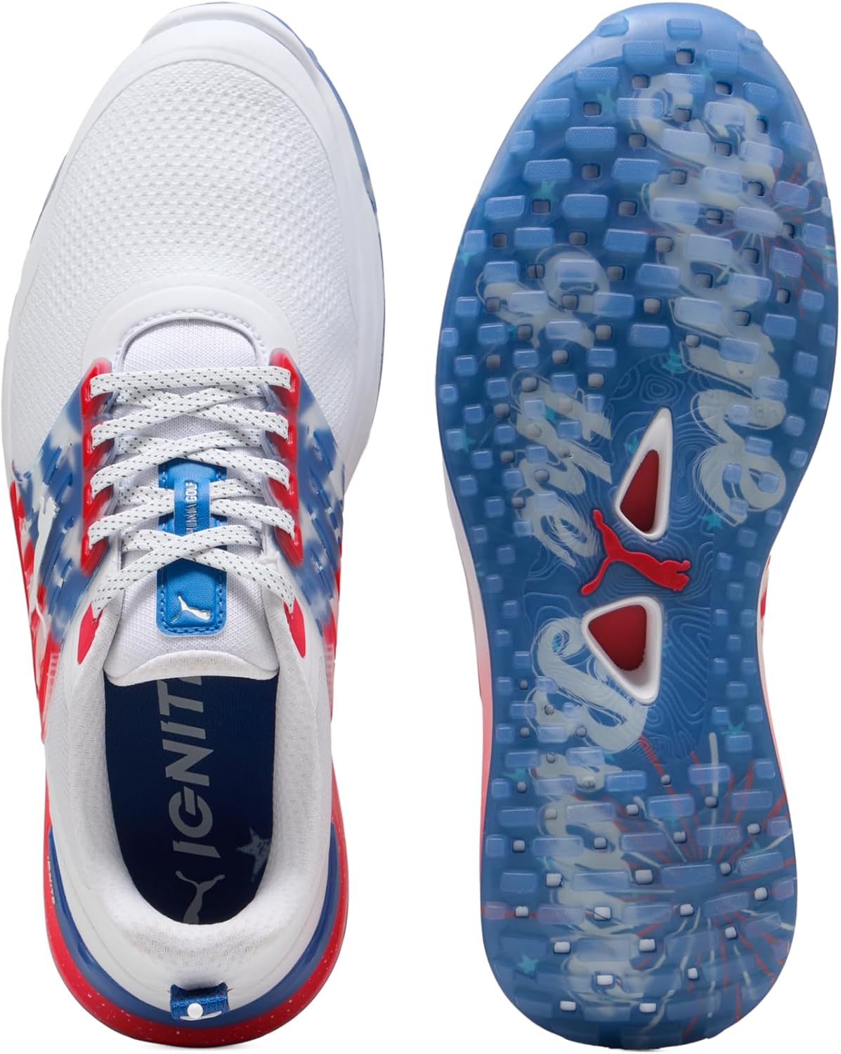 PUMA Golf Ignite Elevate 2 X Volition Spikeless Shoes White/Blue Streak/Strong Red Size 11.5 Medium - Image 3