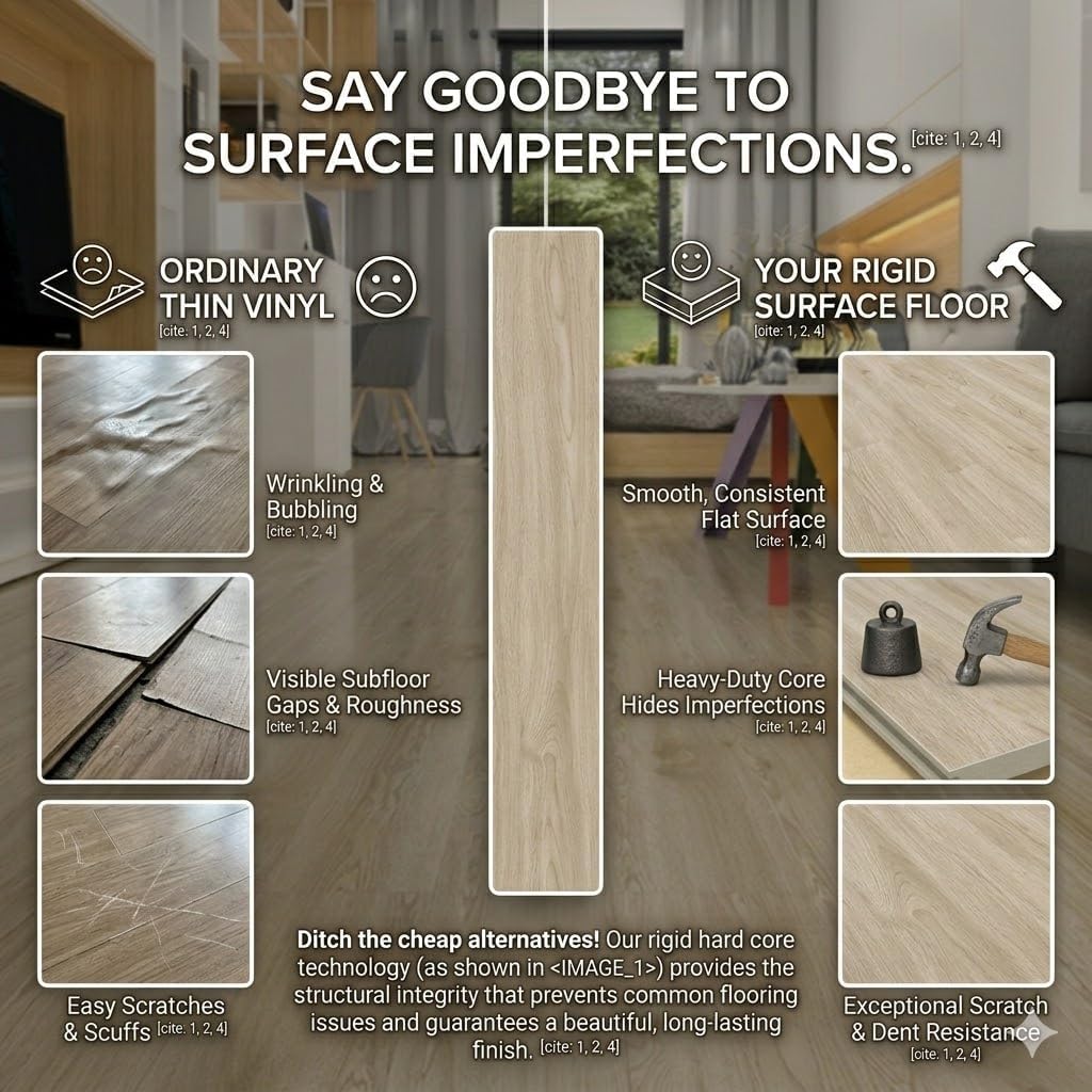 Peel and Stick Vinyl Plank Flooring Waterproof 36-Pack 54 Sq.Ft Wood Grain Self Adhesive Rigid Floor Tile for Bedroom Kitchen Office (Honey, 36x6in)