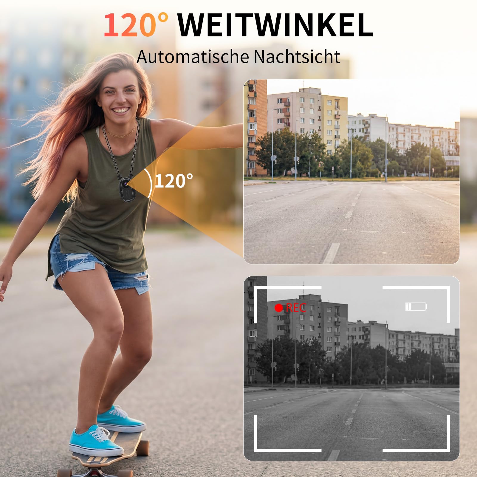 Action Camera 2K, Mini BodyCam Körperkamera 120° Weitwinkel Magnetische mit Display ActionCam für POV Kamera, Sport Actionkameras mit Nachtsicht für Motorrad,Radfahren,Vlog, Abenteuer