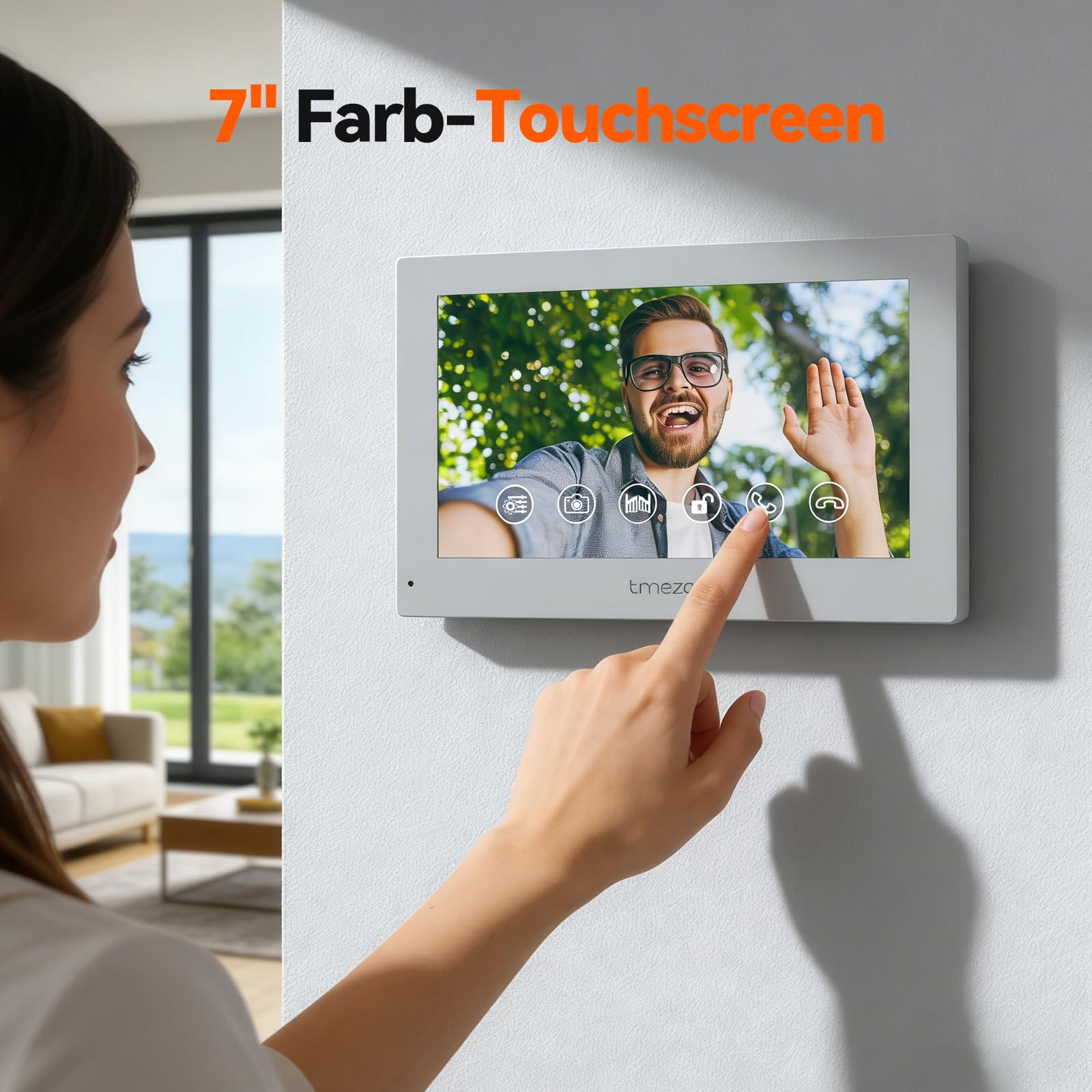 TMEZON WLAN Video Türsprechanlage mit Türöffner,1080P HD Türklingel mit Kamera,7-Zoll-Farb-Touchscreen,Nachtsichtgerät,Zwei-Wege-Audio,Bewegungsmeldung,App & Sweep-Karte entsperren,2-Draht Technik