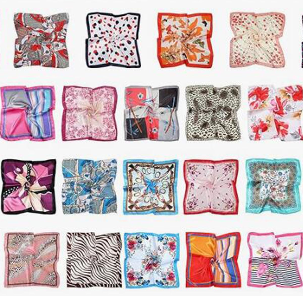 10 Pc Mix Style Silk Feel Scarf Square Neck Hand Hat Purse Sash Hair Scarf Shawl Wrap - Randomly Style