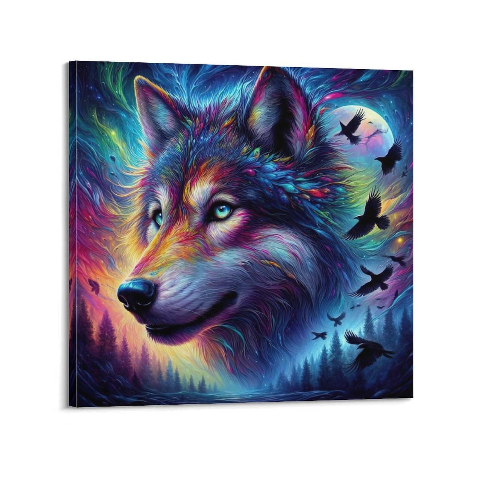 WPHSFX Animal Poster Wolf And The Flock Poster Decorative Painting Canvas Wall Posters And Art Picture Print Modern Family Bedroom Decor Posters 28x28inch(70x70cm)