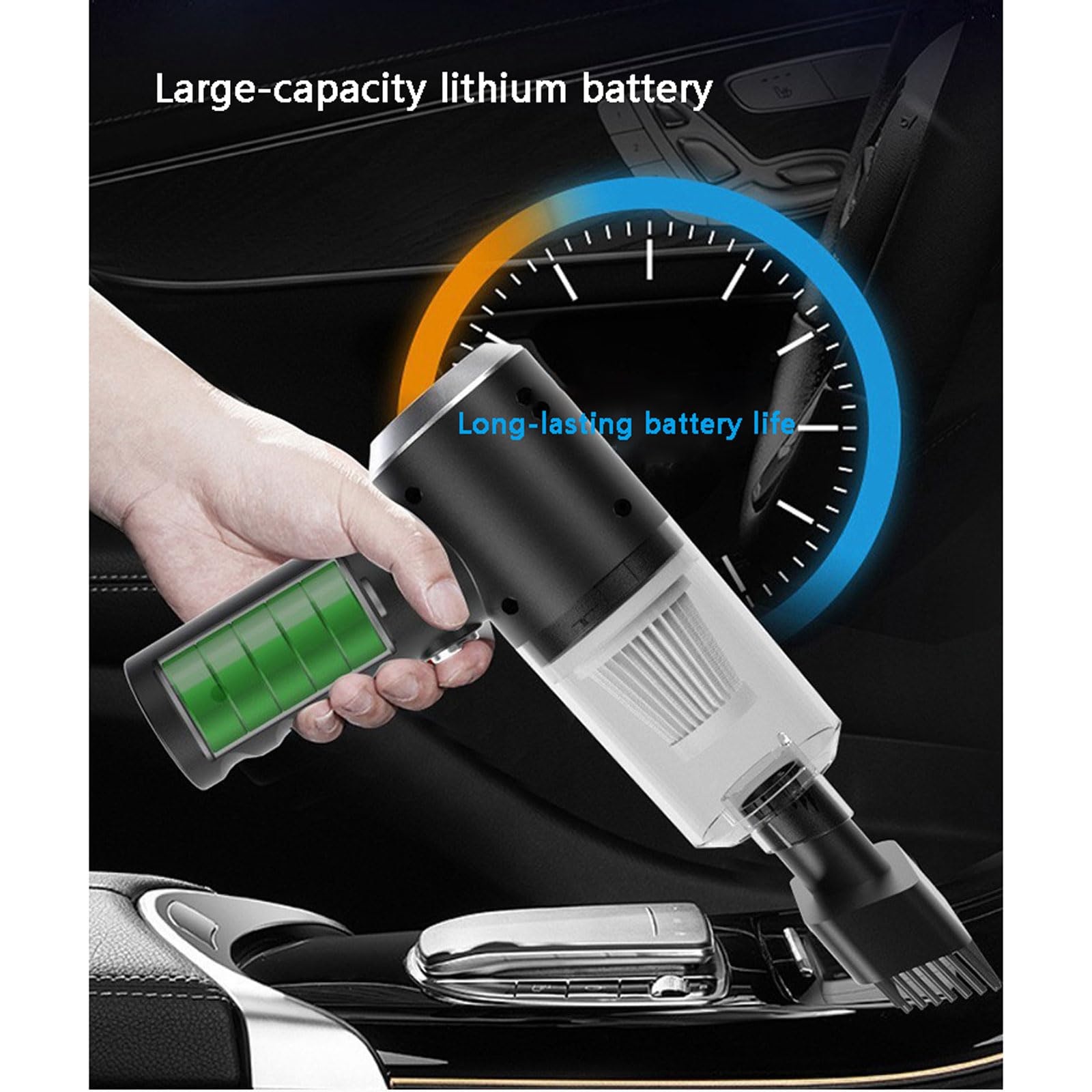 aspiradora para Coche, Recargable por USB con Doble función de aspiración y soplado