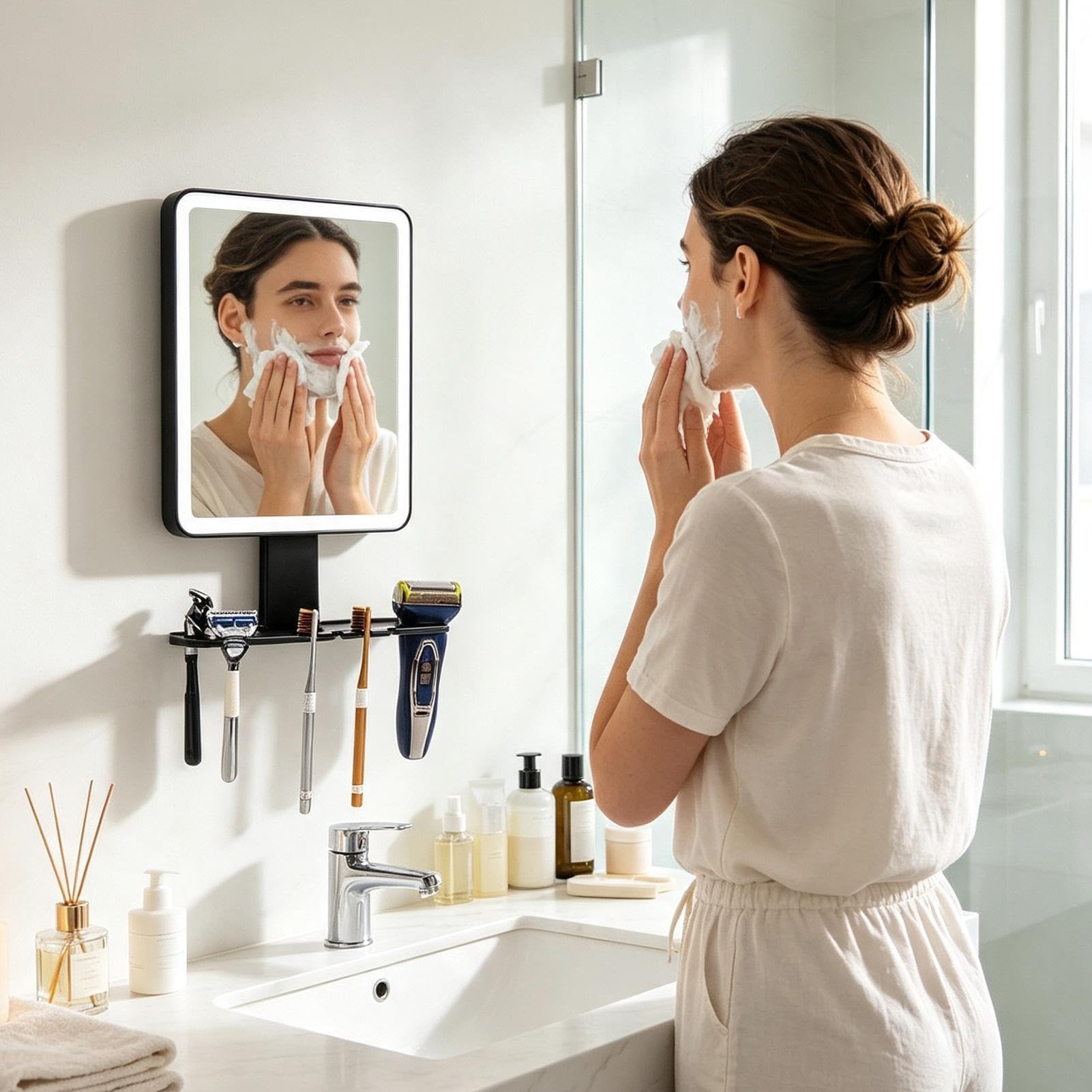 Rasierspiegel-Dusche – Antibeschlag-Reflektor, Touch-Control-Display
