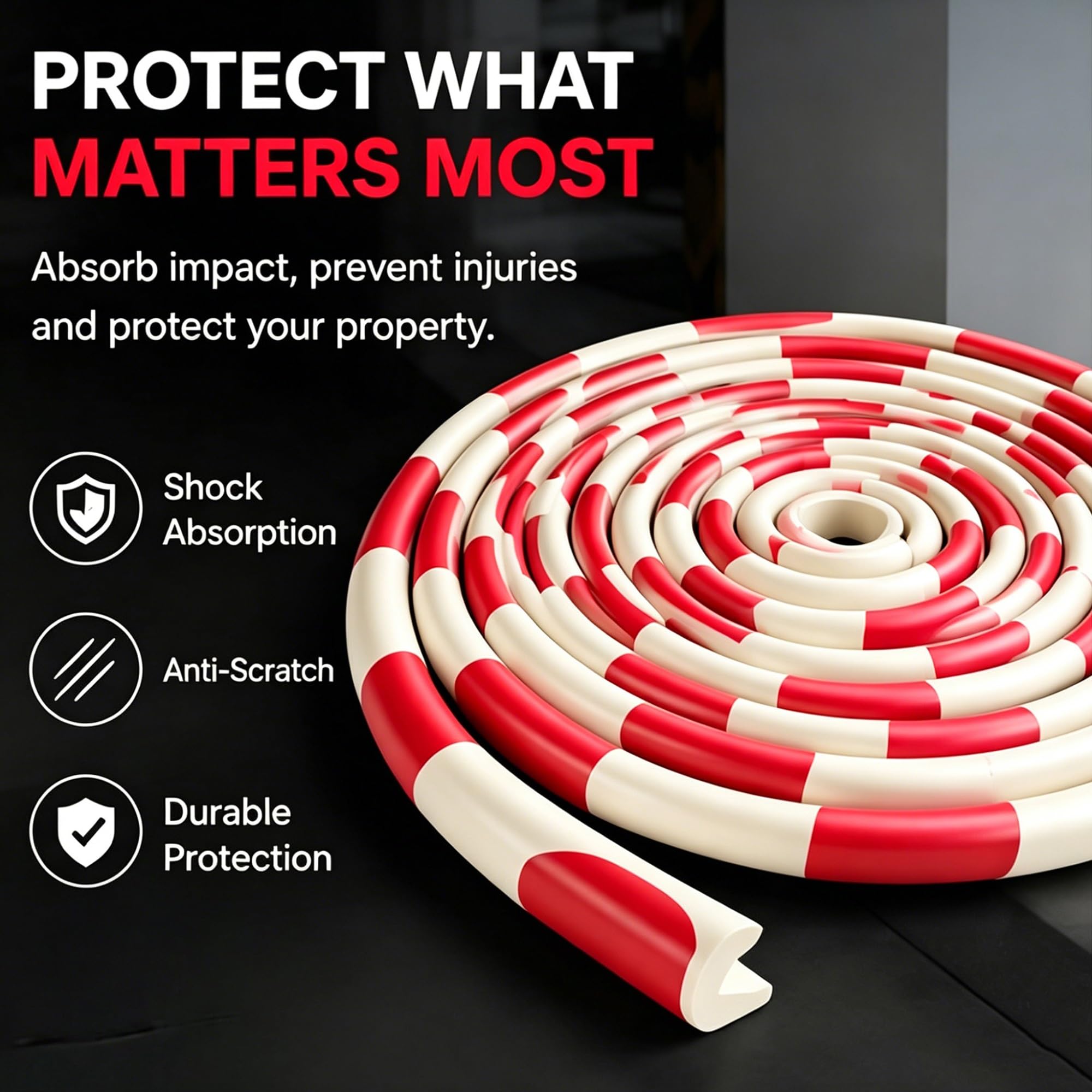 Pack de 2 Protector Esquinas Pared, Parachoques Espuma Flexible 500cm, Protector de Esquina Autoadhesivo para Uso Industrial y Residencial(Red)