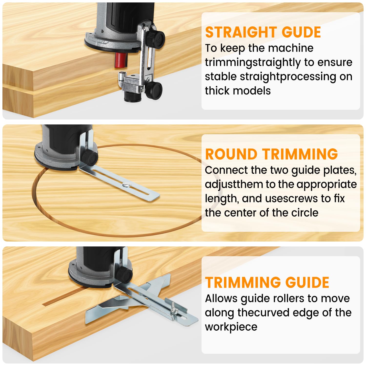 Enrutador de madera compatible con batería Dewalt de 20 V, herramienta de enrutador para 800 W 30000 RPM, 5 velocidades variables, enrutador inalámbrico de base fija, 15 brocas de enrutador de 0.25