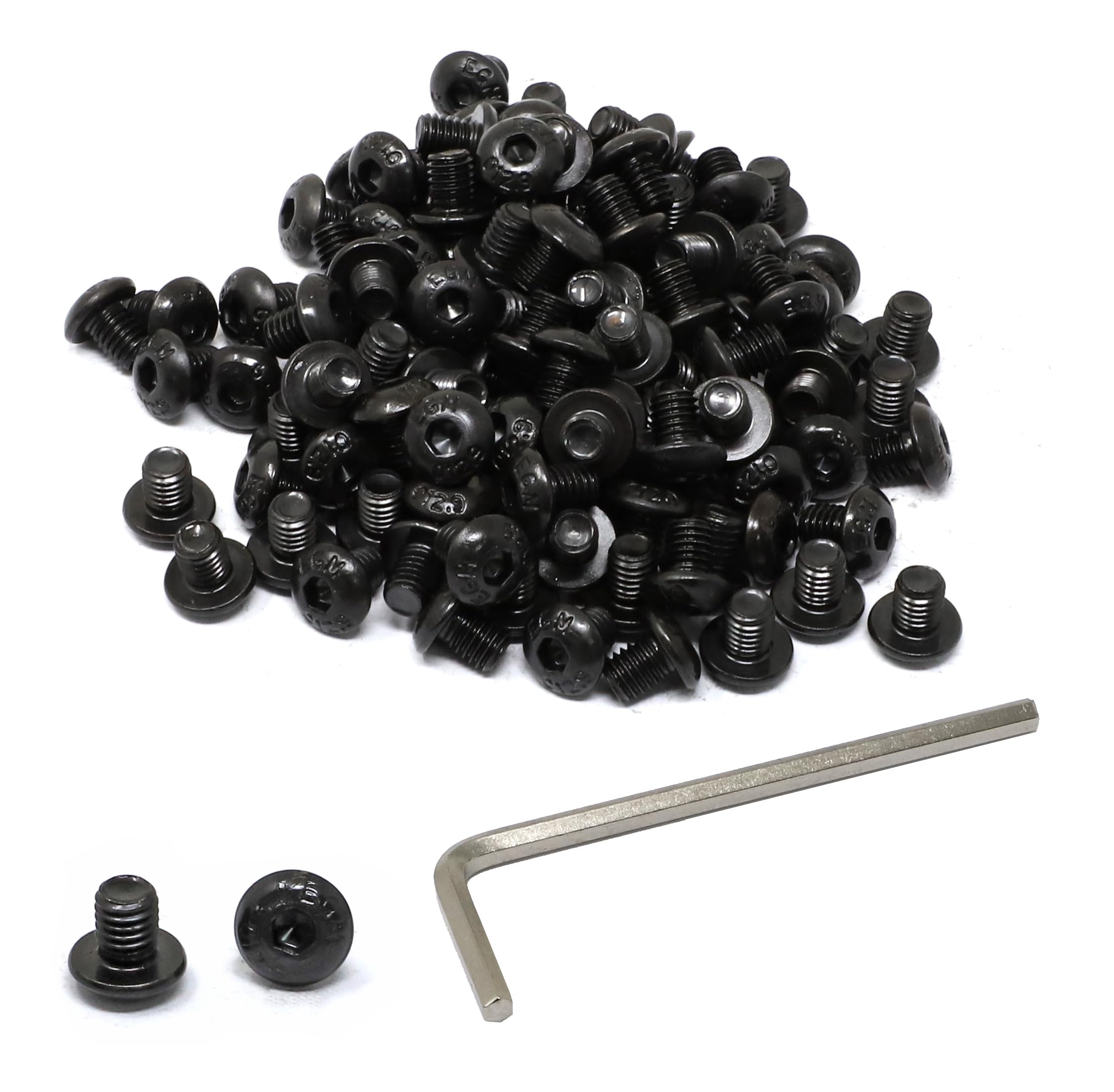 iexcell 100 Pcs M5 x 6mm Thread Pitch 0.8 mm Alloy Steel 12.9 Grade Hex Socket Button Head Cap Screws Bolts Kit, Black Oxide Finish