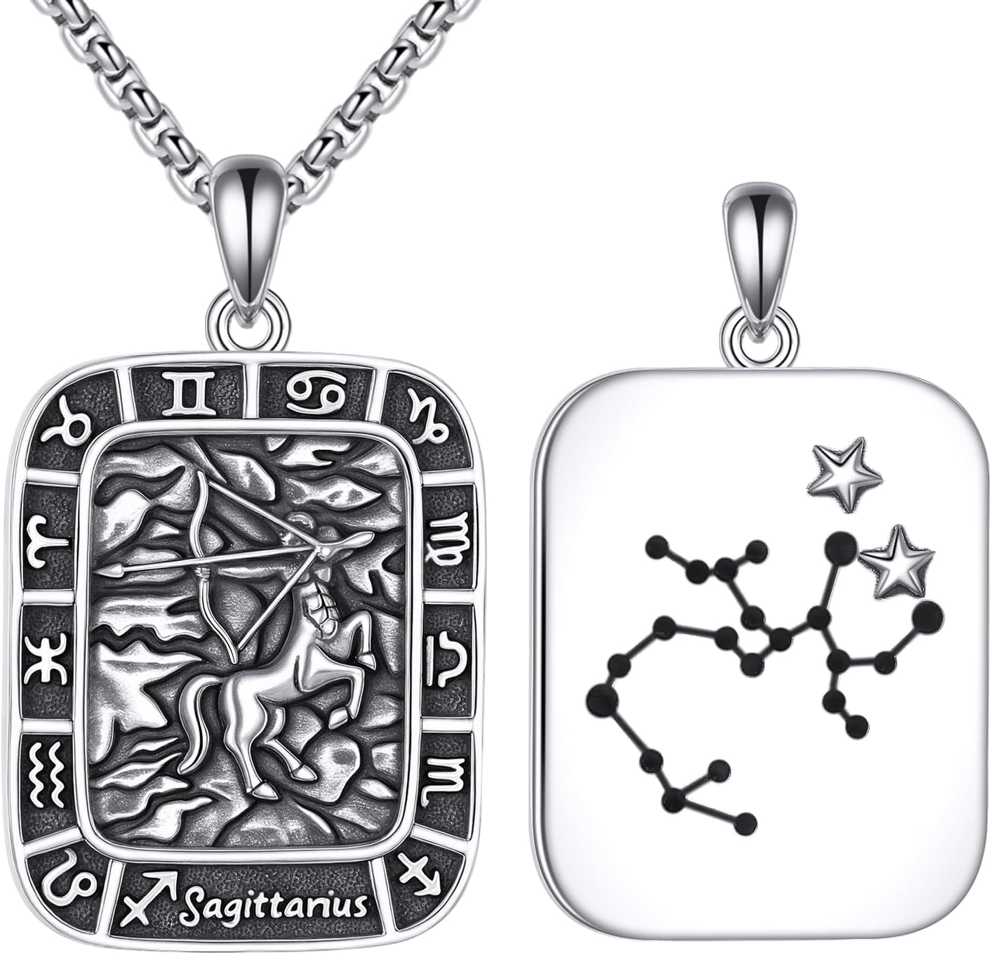 Zodiac Necklace 925 Sterling Silver Constellation Necklace Zodiac Sign Pendant Necklaces Horoscope Astrology Jewelry Gifts for Women Men Unisex Christmas Birthday