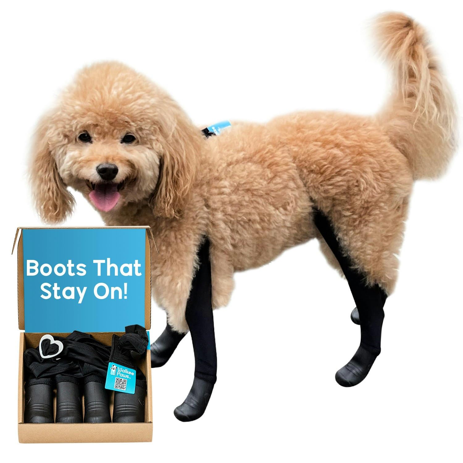 Walkee Paws Deluxe Easy-On, Dog Suspender Boot Leggings, Waterproof Booties for Small Dogs and Medium Sized Dogs, Protect Paws from Rain, Snow, Slush, and Snow Melt (Black, Small) (B0CJ7FR6Y3) Amazon Price History, Amazon Price Tracker