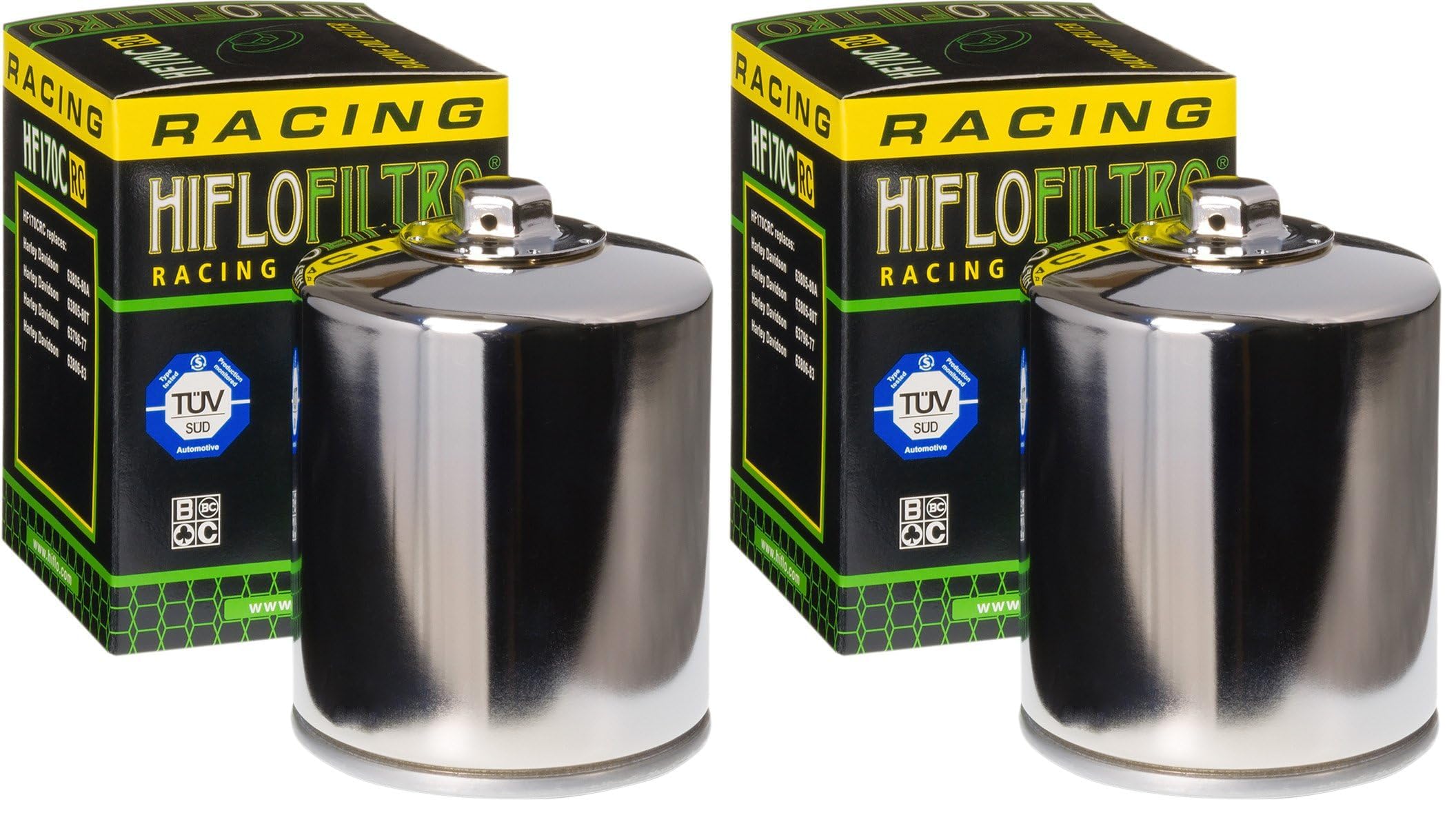 HiFloFiltro HF170CRC Chrome RC High Performance Premium Oil Filter, Single (Pack of 2)
