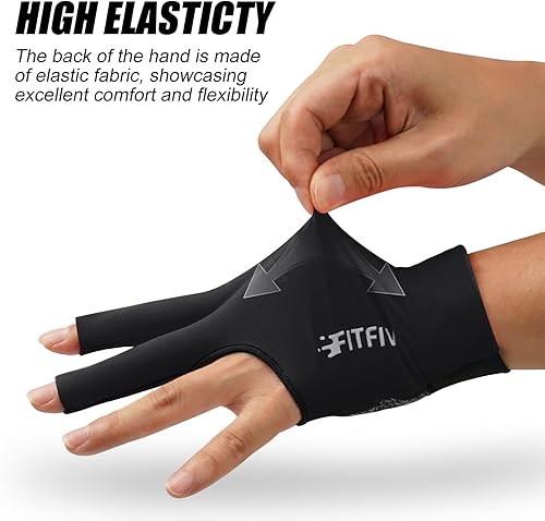 Miniatura 2 de Guante de billar profesional de 3 dedos para mano izquierda, guantes de billar para hombres y mujeres