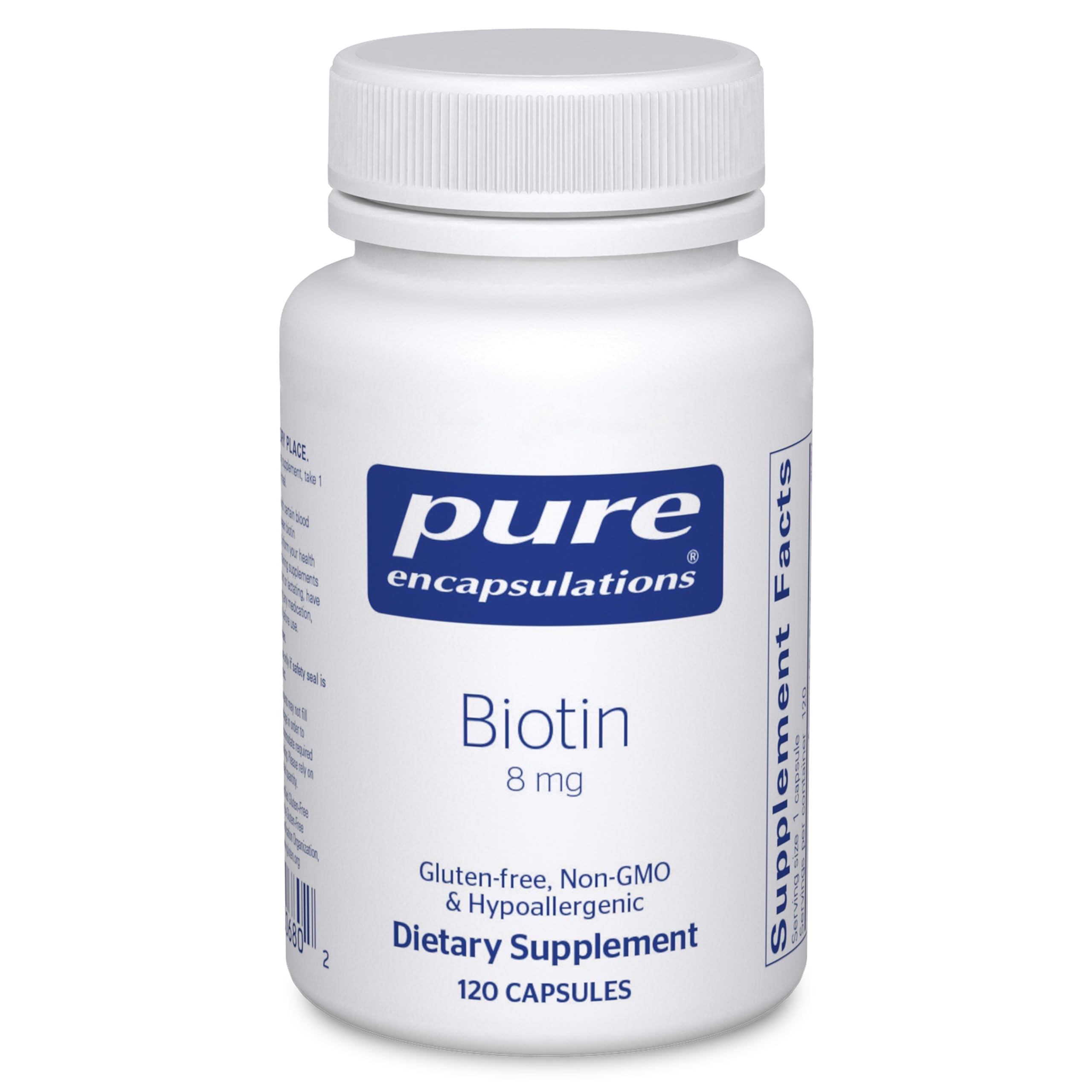 Pure EncapsulationsBiotin 8 mg - Hypoallergenic B Vitamin Supplement - 120 Capsules
