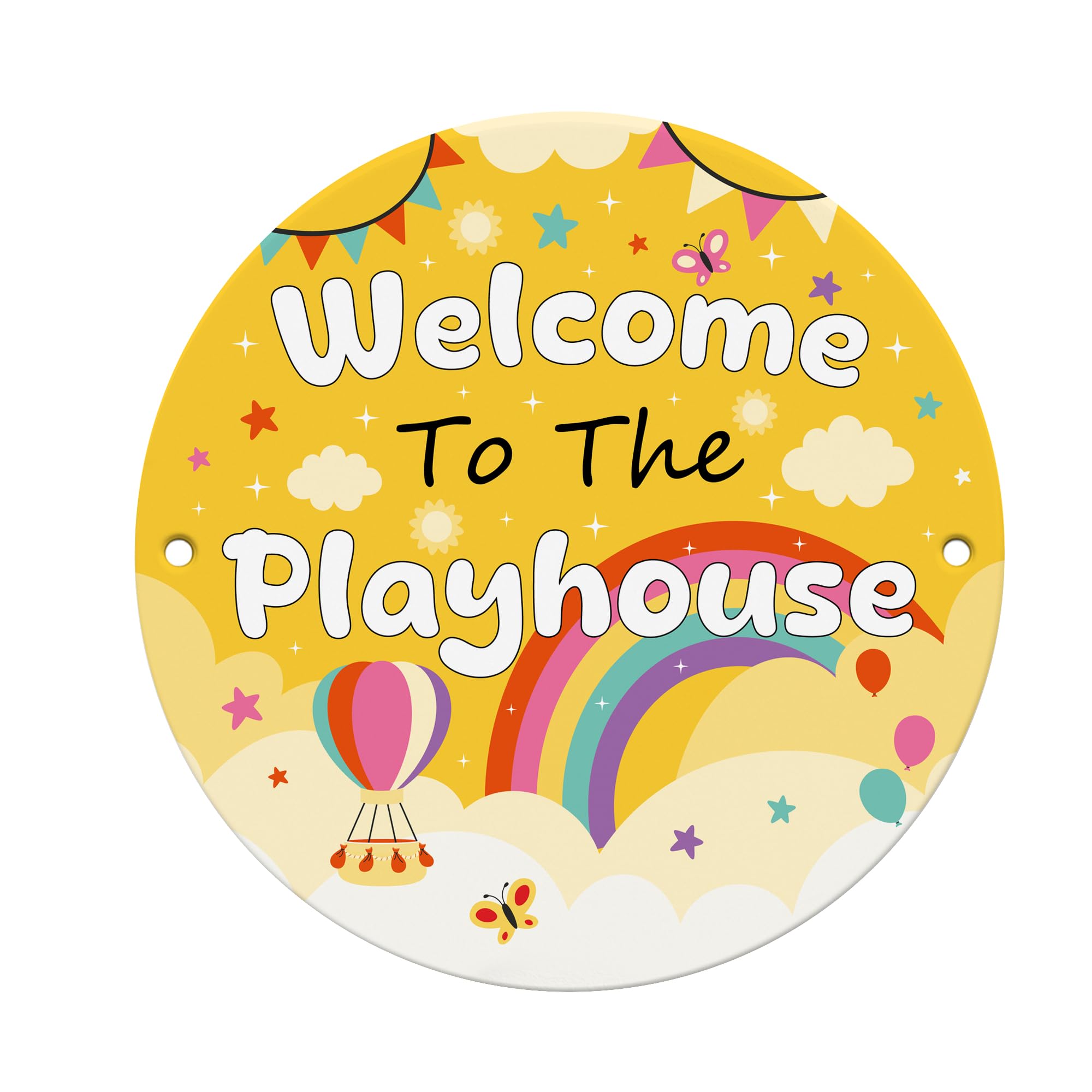 Red Ocean Welcome To The Playhouse Sign - 23x23cm Kids Playhouse Decor, Outdoor Garden Nursery Plaque, Acrylic Wall Hanging Sign, Playroom Gift For Son Daughter