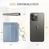 Vista 70 de Sodsay Estuche para tarjetas, cartera delgada con bolsillo frontal, para mujer, sujetatarjetas con llavero negro