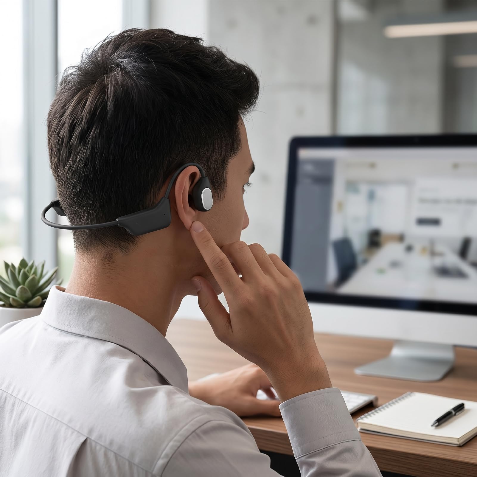 Cryfokt Cuffie a Conduzione Ossea, Cuffie Auricolari Aperte Wireless IP67 Impermeabili 5.4, Auricolari Sportivi da Corsa con Tecnologia di Cancellazione del Rumore per l'allenamento in Palestra