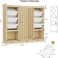 Vista 3 de ONBRILL Organizador de almacenamiento de juguetes con 6 contenedores de plástico extraíbles, almacenamiento de animales de peluche para niños