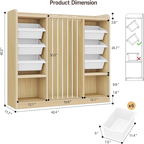 Miniatura 3 de ONBRILL Organizador de almacenamiento de juguetes con 6 contenedores de plástico extraíbles, almacenamiento de animales de peluche para niños