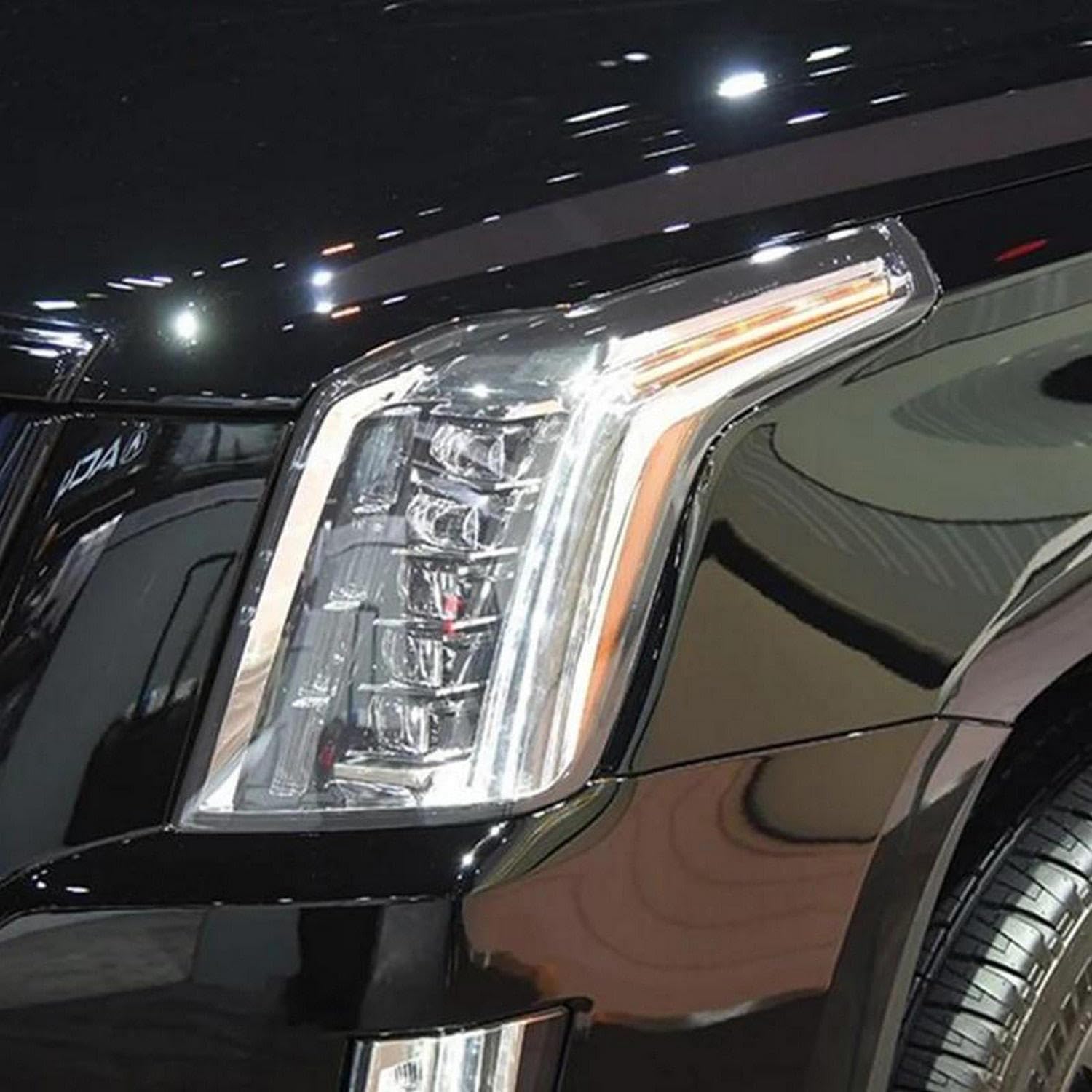 2 Pcs Car Headlight Protective Film Headlamp Restoration Transparent Black TPU Sticker，for Cadillac Escalade 2015-2020 Accessories