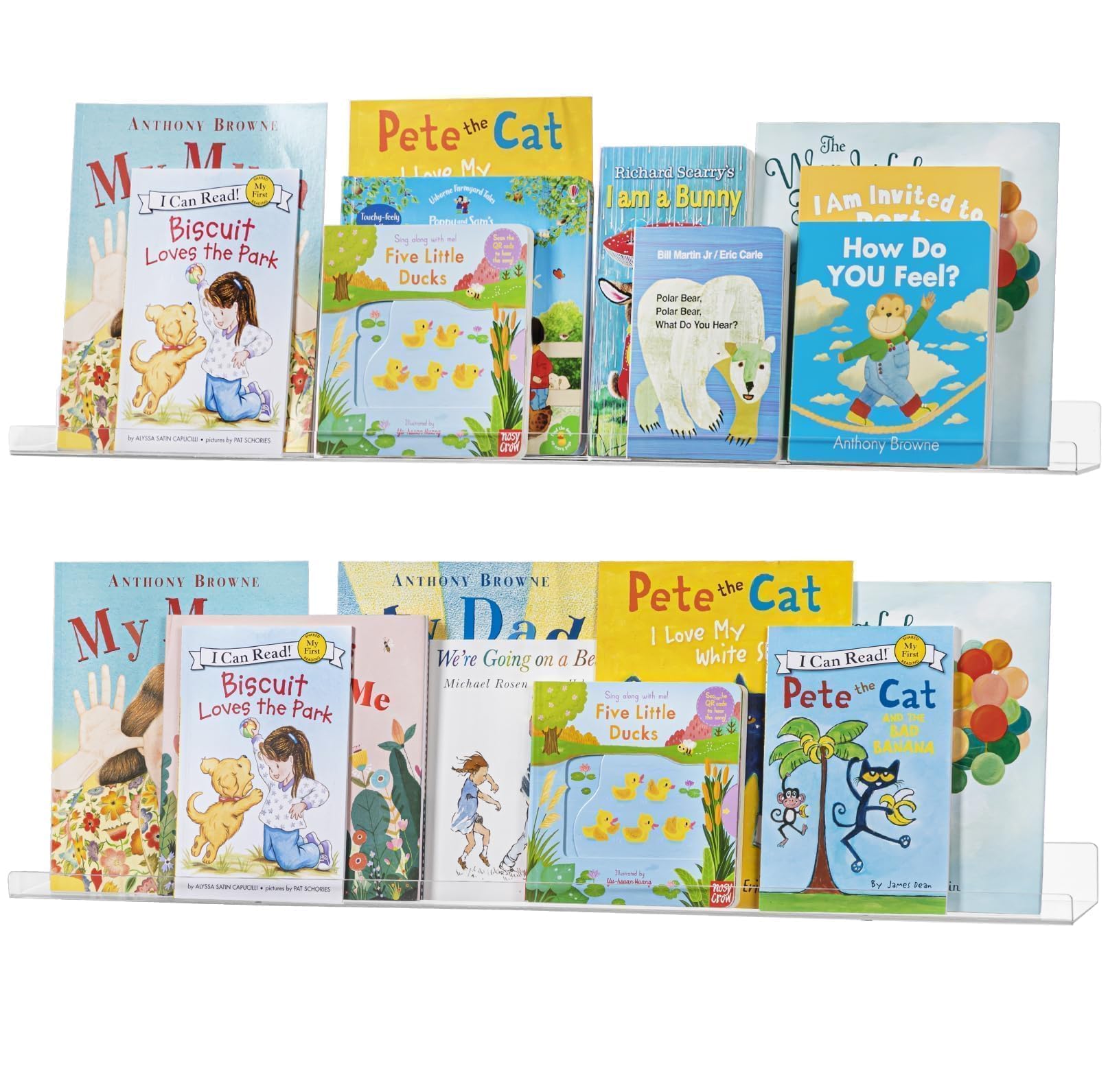 36 inch Clear Acrylic Floating Shelves Wall, Bookshelf for Kids, Magazine Rack, Picture Ledge Shelf Storage of Books,Picture,Toys, Vinyl Records and Small Ornaments on Wall, Pack of 2