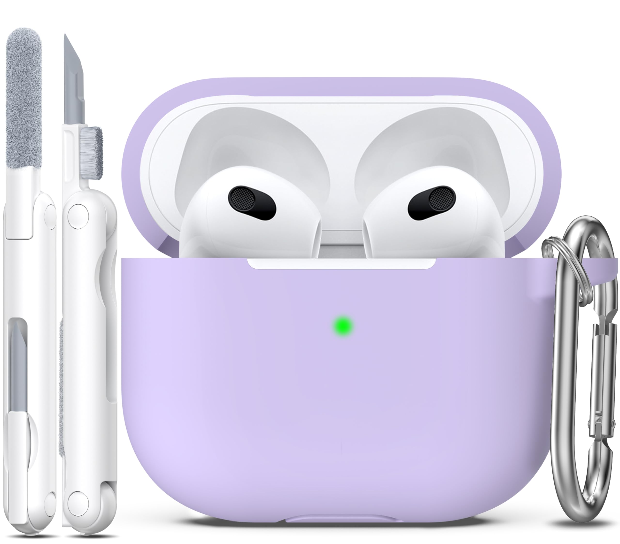 R-fun Compatible with AirPods 3 Case Cover, Silicone Protective Accessories Skin with Keychain Compatible with Apple AirPod 3rd Generation 2021 for